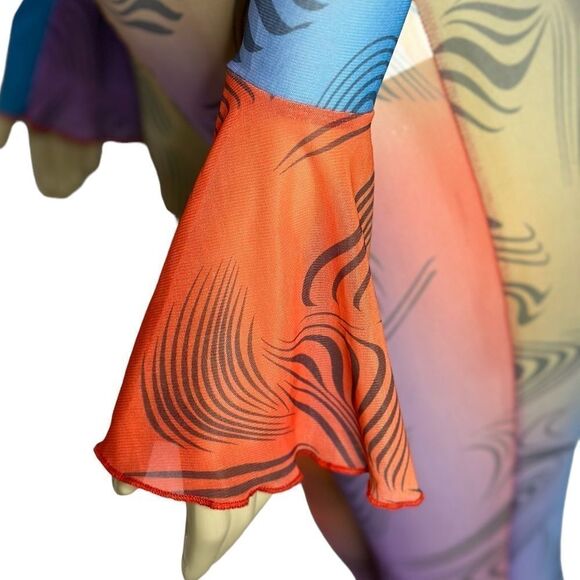 Stylish Long Sleeve Mesh Crop Top & Leggings Pants Set Breathable Trendy - Picture 12 of 16